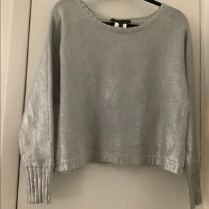 BCBG MaxAzria silver cropped sweater